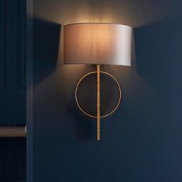 Loops 2 PACK Antique Gold Leaf Wall Light & Mink Satin Shade Dimmable Filament Lamp - thumbnail 3