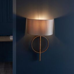 Loops 2 PACK Antique Gold Leaf Wall Light & Mink Satin Shade Dimmable Filament Lamp - thumbnail 5