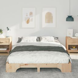 Berkfield Home Floor Bed Frame with Storage Brown 140 x 210 cm Wood - thumbnail 5