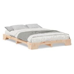 Berkfield Home Floor Bed Frame with Storage Brown 140 x 210 cm Wood - thumbnail 4