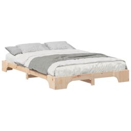 Berkfield Home Floor Bed Frame with Storage Brown 140 x 210 cm Wood - thumbnail 3