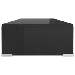 Berkfield Home TV Stand/Monitor Riser Glass Black 70x30x13 cm - Size: 70 x 30 x 13 cm - thumbnail 4