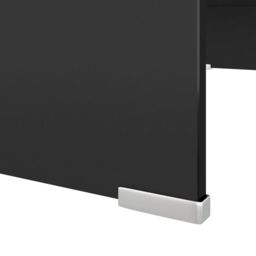 Berkfield Home TV Stand/Monitor Riser Glass Black 70x30x13 cm - Size: 70 x 30 x 13 cm - thumbnail 5