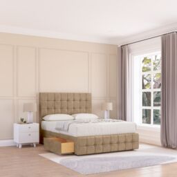 "Sloomy Berlin Divan Bed Base No Drawers 12"" Footboard & 26"" Struts Headboard in Light Brown - Size: Small Double" - thumbnail 1