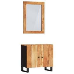 Berkfield Home 2 Piece Bathroom Furniture Set Solid Wood Acacia in Brown - thumbnail 1