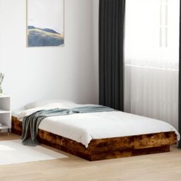 Berkfield Home Bed Frame with LED Lights without Mattress Smoked Oak 75x190cm in Brown - Size: 75x190 cm - thumbnail 1