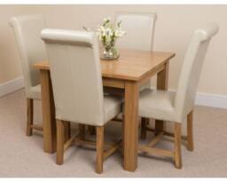 Thats Furniture Oslo 90 x 90 cm Oak Small Dining Table & 4 Washington Leather Chairs in Cream - thumbnail 3