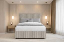 "Chester & Oakley Ravello Plush Divan 2 Drawers Right Side 12""Footboard 26""Headboard in Cream - Size: Single" - thumbnail 2