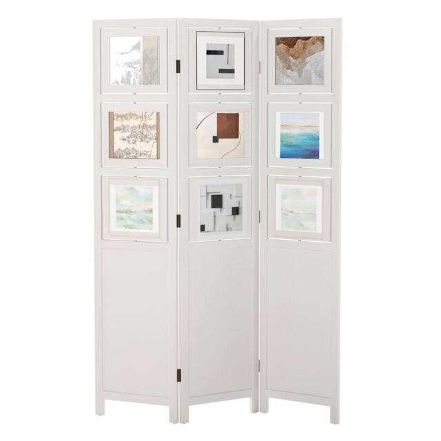 Costway 3-Panel Room Divider Folding Wall Privacy Screen w/9 Photo Frames in White - image 1