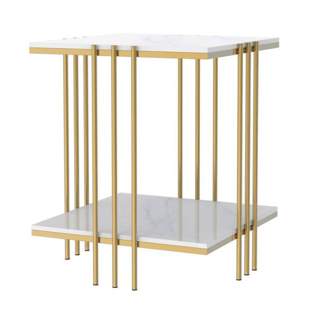ERGOVEXA Coffee Side Table Beside Tea Lamp Plant Rack Stand Pub Living Room in Gold - image 1