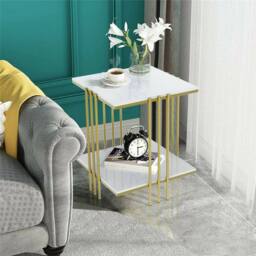 ERGOVEXA Coffee Side Table Beside Tea Lamp Plant Rack Stand Pub Living Room in Gold - thumbnail 4