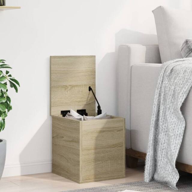 Berkfield Home Storage Box Sonoma Oak 30x35x35 cm Engineered Wood in Light Brown - Size: 30 x 35 x 35 cm - image 1