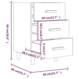 Berkfield Home Elegant Bedside Cabinet Grey Sonoma 40x40x66 cm Engineered Wood - Size: 40 x 40 x 66 cm - thumbnail 8