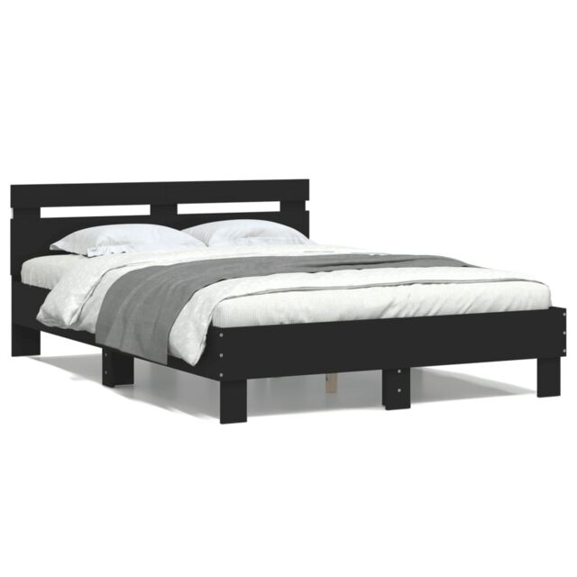 Berkfield Home Bed Frame with LED without Mattress Black 120x200 cm - Size: Small Double - image 1