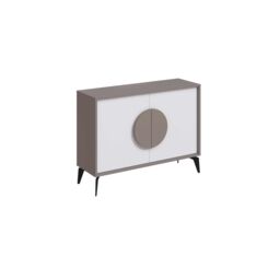Decortie 2 Doors Sideboard 'Gora' 4 Metal Legs, Chipboard Handle Storage Unit 110cm in White - Size: 2 Pack - thumbnail 2