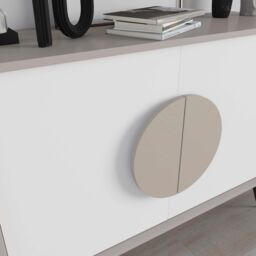 Decortie 2 Doors Sideboard 'Gora' 4 Metal Legs, Chipboard Handle Storage Unit 110cm in White - Size: 2 Pack - thumbnail 3