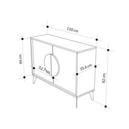 Decortie 2 Doors Sideboard 'Gora' 4 Metal Legs, Chipboard Handle Storage Unit 110cm in White - Size: 2 Pack - thumbnail 6
