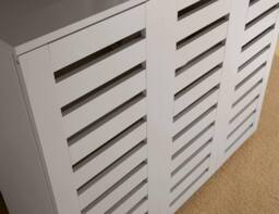 Home Source Oslo 3 Door Shoe Storage Cabinet Unit Cupboard Slatted Doors in Grey - thumbnail 4
