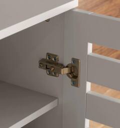 Home Source Oslo 3 Door Shoe Storage Cabinet Unit Cupboard Slatted Doors in Grey - thumbnail 3