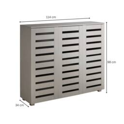 Home Source Oslo 3 Door Shoe Storage Cabinet Unit Cupboard Slatted Doors in Grey - thumbnail 7