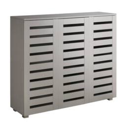 Home Source Oslo 3 Door Shoe Storage Cabinet Unit Cupboard Slatted Doors in Grey - thumbnail 8