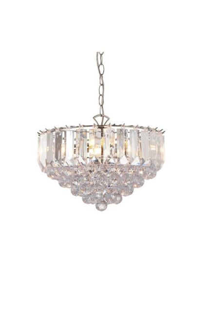 Netlighting Fargo 3 Light Ceiling Pendant Chrome Clear Acrylic E14 in Grey - image 1
