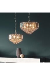 Netlighting Fargo 3 Light Ceiling Pendant Chrome Clear Acrylic E14 in Grey - thumbnail 5