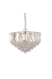 Netlighting Fargo 3 Light Ceiling Pendant Chrome Clear Acrylic E14 in Grey