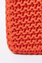 Homescapes Cube Cotton Knitted Pouffe Footstool in Burnt Orange - thumbnail 4