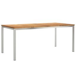 Berkfield Home Outdoor Dining Table 180x90x75 cm Solid Wood Teak in Brown - Size: 180 x 90 x 75 cm - thumbnail 2
