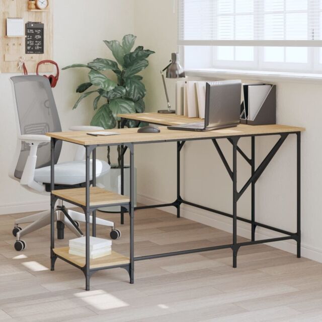 Berkfield Home Desk Sonoma Oak 139x139x75 cm Engineered Wood in Brown - Size: 139 x 139 x 75 cm - image 1