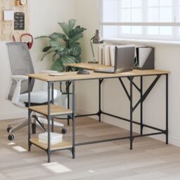 Berkfield Home Desk Sonoma Oak 139x139x75 cm Engineered Wood in Brown - Size: 139 x 139 x 75 cm - thumbnail 1