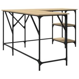 Berkfield Home Desk Sonoma Oak 139x139x75 cm Engineered Wood in Brown - Size: 139 x 139 x 75 cm - thumbnail 6