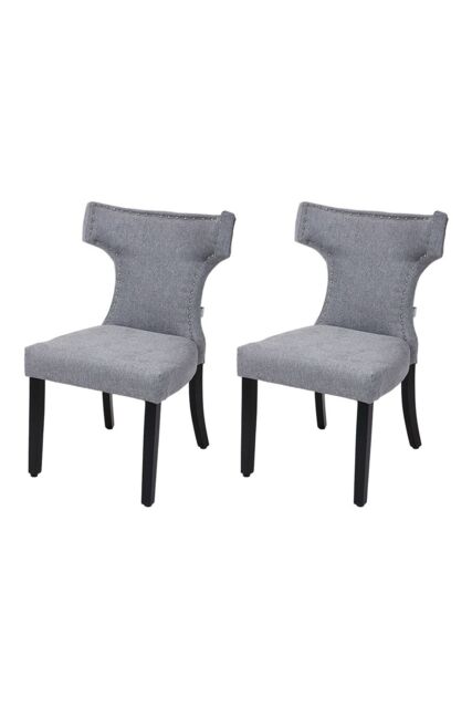Living and Home Set of 2 Upholstered Dining Chairs in Grey - image 1