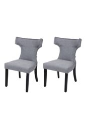 Living and Home Set of 2 Upholstered Dining Chairs in Grey - thumbnail 1