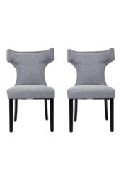 Living and Home Set of 2 Upholstered Dining Chairs in Grey - thumbnail 2