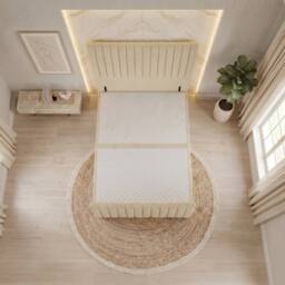 "Somnior Eleanor Linen Divan Base No Drawers 54"" Headboard & 22"" Footboard in Beige - Size: Small Double" - thumbnail 3