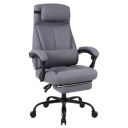 FURNITURE ONE Linen Effect Gaming PC Chair, Gas Lift Swivel High Back Ergonomic Chair - 90-155 Degree Recliner in Light Grey - Size: 1 Pack