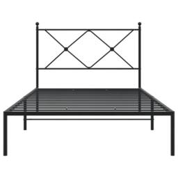 Berkfield Home Metal Bed Frame without Mattress with Headboard Black 100x190cm - Size: 100x190 cm - thumbnail 4