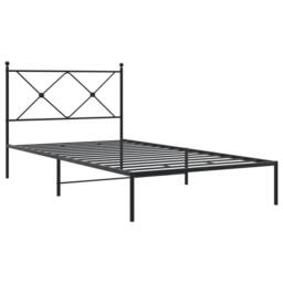 Berkfield Home Metal Bed Frame without Mattress with Headboard Black 100x190cm - Size: 100x190 cm - thumbnail 1