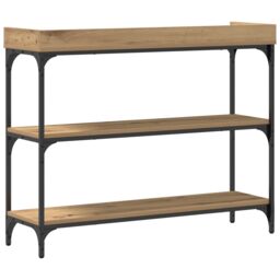 Berkfield Home Console Table Artisan Oak 100x30x80 cm Engineered Wood & Steel in Brown - Size: 100 x 30 x 80 cm - thumbnail 7