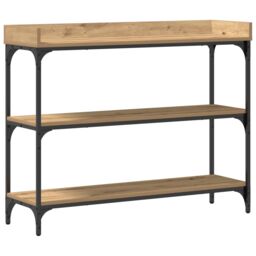 Berkfield Home Console Table Artisan Oak 100x30x80 cm Engineered Wood & Steel in Brown - Size: 100 x 30 x 80 cm - thumbnail 2