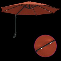 Berkfield Home Wall-mounted Garden Parasol with LEDs Terracotta 248 cm - thumbnail 9