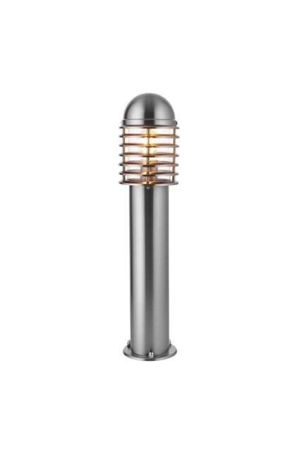 Netlighting Louvre Outdoor Bollard Light Polished Stainless Steel Clear Polycarbonate IP44 E27 in Grey