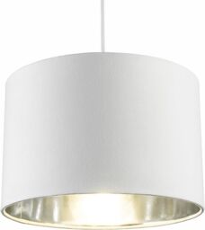 CGC Lighting 'Nila' Luxury Cream Velvet & Silver Inner Round Pendant Drum Lamp Shade - thumbnail 4