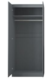 FWStyle Stora Grey Gloss 2 Door Double Wardrobe Push To Open Soft Close (H) 180 (W) 80 (D) 50cm - thumbnail 5