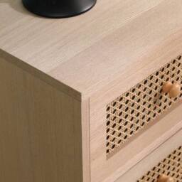 SPOT ON DEALZ Rattan Bedside Cabinet Chest of 3 Drawers Small Bed Side Table in Light Oak - thumbnail 5