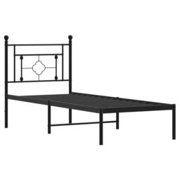 Berkfield Home Metal Bed Frame without Mattress with Headboard Black 80x200cm - Size: 80x200 cm - thumbnail 4