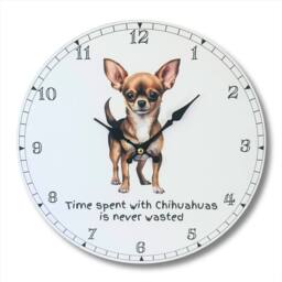 Animal Crackers Dog Breeds Wall Clock 'Time Spent With Chihuahuas Is Never Wasted' - thumbnail 3