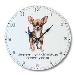 Animal Crackers Dog Breeds Wall Clock 'Time Spent With Chihuahuas Is Never Wasted' - thumbnail 1